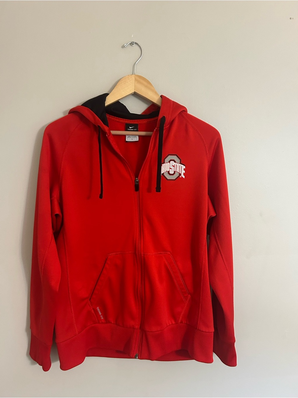 Nike Red Men’s Full-Zip Ohio State Hoodie with Black Hood Lining